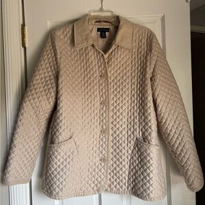 Ann Taylor Women's Quilted Cream Puffer Jacket Medium